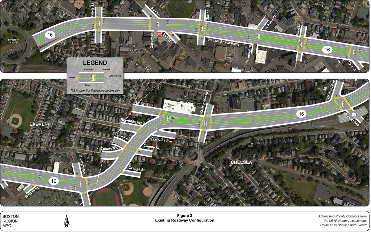 Figure 2
Existing Roadway Configuration
Figure 2 is a map of the study area showing the existing roadway configuration.

